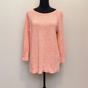Gap Women‎ L Pink Orange Marled Knit Tunic Sweater Long Sleeve Crewneck Pop Over